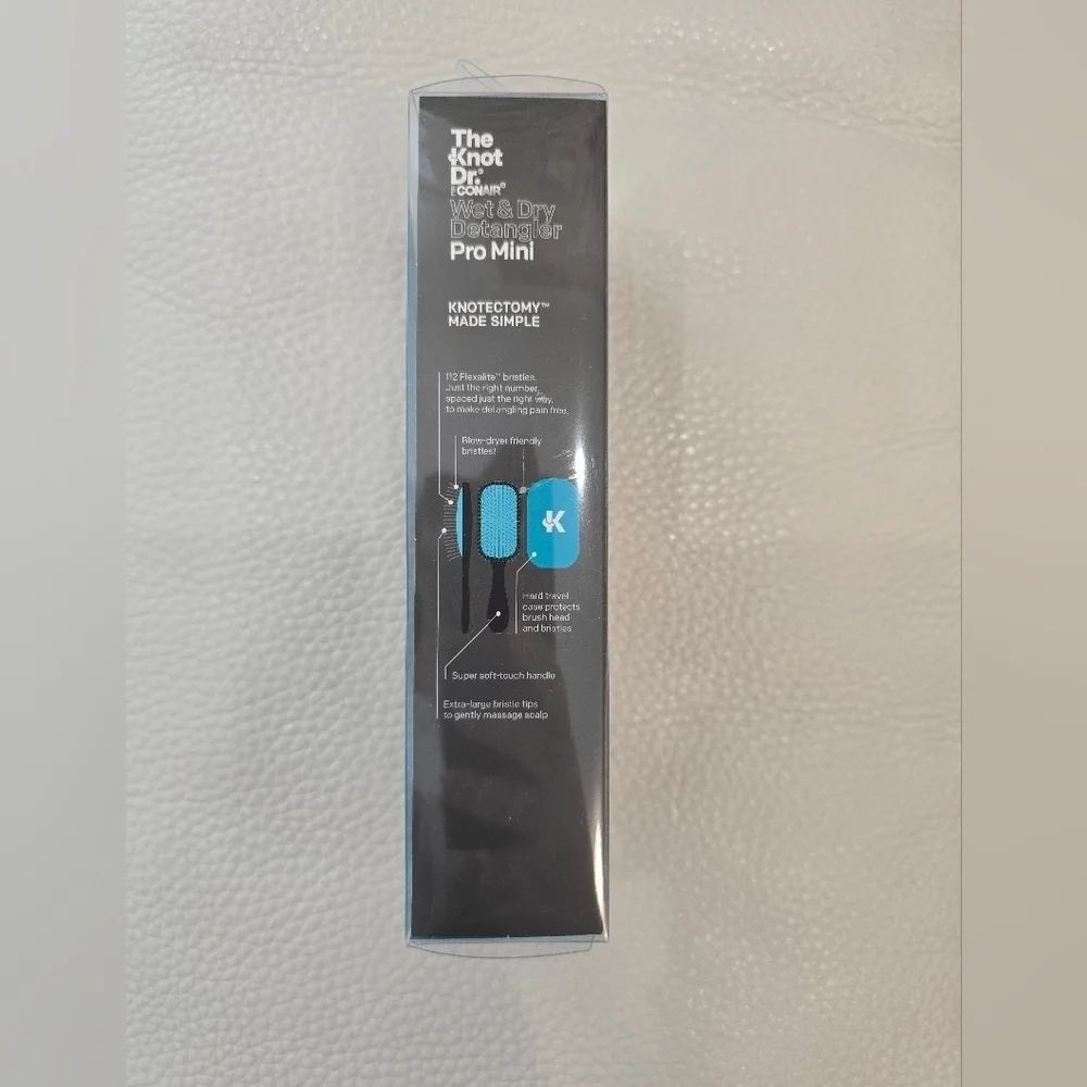 The Knot Dr. For Conair Pro Mini Wet Dry Detangler Brush Hair Case Teal Blue - Picture 3 of 5